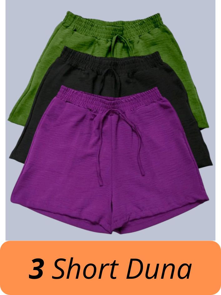 Kit de 3 Shorts Femininos - Tecido Duna! Tendência Verão
